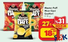 Master Puff Mısır Cipsi Çeşitleri 90 g Master Puff Mısır Cipsi Çeşitleri 90 g