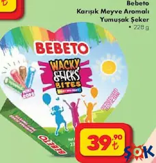 Bebeto Karışık Meyve Aromalı Yumuşak Şeker 228 g Bebeto Karışık Meyve Aromalı Yumuşak Şeker 228 g