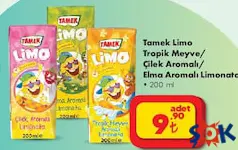 Tamek Limo Tropik Meyve/Çilek/Elma Aromalı Limonata 200 ml Tamek Limo Tropik Meyve/Çilek/Elma Aromalı Limonata 200 ml