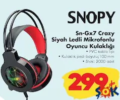 Snopy SN-GX7 Crazy Siyah Ledli Mikrofonlu Oyuncu Kulaklığı Snopy SN-GX7 Crazy Siyah Ledli Mikrofonlu Oyuncu Kulaklığı