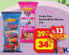 Cosby Box Barbie&Hot Wheels 3'lü 15 g Cosby Box Barbie&Hot Wheels 3'lü 15 g