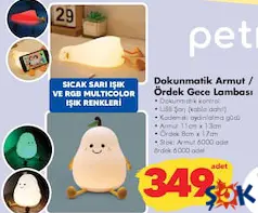 Petrix Dokunmatik Armut / Ördek Gece Lambası Petrix Dokunmatik Armut / Ördek Gece Lambası