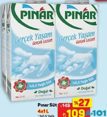 Pınar Süt 4x1 L %0,5 Yağlı