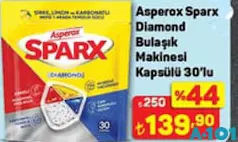 Asperox Sparx Diamond Bulaşık Makinesi Kapsülü/Tableti 30'lu