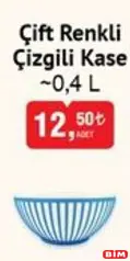 Çift Renkli Çizgili Kase 0,4 L Çift Renkli Çizgili Kase 0,4 L