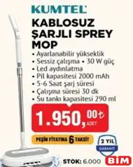 Kumtel Kablosuz Şarjlı Sprey Mop Kumtel Kablosuz Şarjlı Sprey Mop