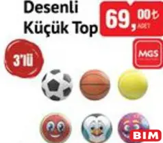 Mgs Oyuncak Desenli Küçük Top 3'lü Mgs Oyuncak Desenli Küçük Top 3'lü