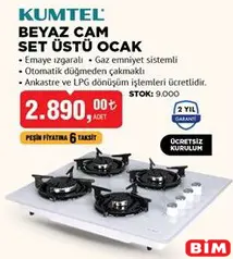 Kumtel Beyaz Cam Set Üstü Ocak Kumtel Beyaz Cam Set Üstü Ocak