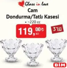 Glass in Love 3'lü Cam Dondurma/Tatlı Kasesi 220 cc Glass in Love 3'lü Cam Dondurma/Tatlı Kasesi 220 cc