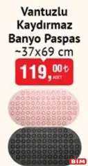 Vantuzlu Kaydırmaz Banyo Paspas 37x69 cm Vantuzlu Kaydırmaz Banyo Paspas 37x69 cm