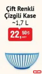 Çift Renkli Çizgili Kase 1,7 L Çift Renkli Çizgili Kase 1,7 L