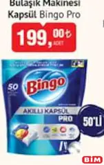 Bingo Pro Bulaşık Makinesi Kapsülü/Tableti 50'li Bingo Pro Bulaşık Makinesi Kapsülü/Tableti 50'li