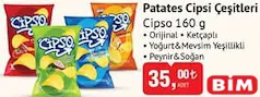 Cipso Patates Cipsi Çeşitleri 160 g Cipso Patates Cipsi Çeşitleri 160 g