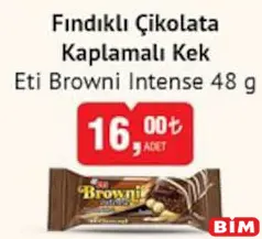 Eti Browni Intense Fındıklı Çikolata Kaplamalı Kek 48 g Eti Browni Intense Fındıklı Çikolata Kaplamalı Kek 48 g