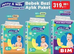 Jenny&Willy Bebek Bezi Aylık Paket Jenny&Willy Bebek Bezi Aylık Paket