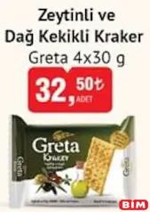 Greta Zeytinli ve Dağ Kekikli Kraker 4x30 g Greta Zeytinli ve Dağ Kekikli Kraker 4x30 g