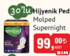 Molped Supernight Hijyenik Ped 30'lu Molped Supernight Hijyenik Ped 30'lu