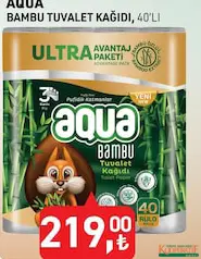 Aqua Bambu Tuvalet Kağıdı 40'lı 3 Katlı Aqua Bambu Tuvalet Kağıdı 40'lı 3 Katlı