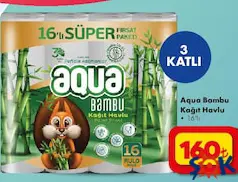 Aqua Bambu Kağıt Havlu 16'lı 3 Katlı