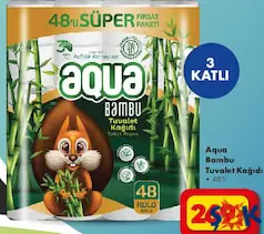 Aqua Bambu Tuvalet Kağıdı 48'li 3 Katlı