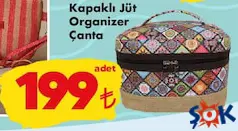 Kapaklı Jüt Organizer Çanta