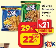 Eti Crax Baharat/Peynir Çubuk Kraker 175 g