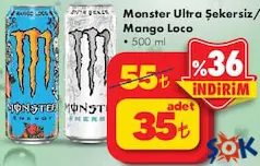 Monster Ultra Şekersiz/Mango Loco Enerji İçeceği 500 ml