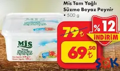 Mis Tam Yağlı Süzme Beyaz Peynir 500 g