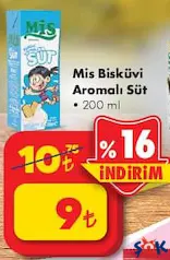 Mis Bisküvi Aromalı Süt 200 ml