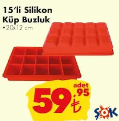 15'li Silikon Küp Buzluk 20x12 cm