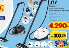 PiranTech 107C Beyaz/Siyah Buharlı Temizlik Makinesi