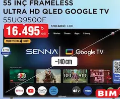 Senna 55 İNÇ FRAMELESS ULTRA HD QLED GOOGLE TV 55UQ9500F Akıllı Televizyon Senna 55 İNÇ FRAMELESS ULTRA HD QLED GOOGLE TV 55UQ9500F Akıllı Televizyon