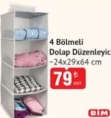 4 Bölmeli Dolap Düzenleyici 24x29x64 cm 4 Bölmeli Dolap Düzenleyici 24x29x64 cm