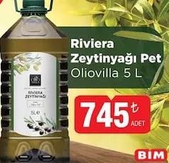 Oliovilla Riviera Zeytinyağı Pet 5 L Oliovilla Riviera Zeytinyağı Pet 5 L
