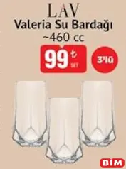 Lav Valeria Su Bardağı 460 cc 3'lü Lav Valeria Su Bardağı 460 cc 3'lü