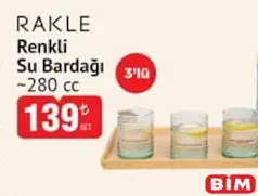 Rakle Renkli Su Bardağı 280 cc 3'lü Rakle Renkli Su Bardağı 280 cc 3'lü