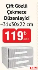 Çift Gözlü Çekmece Düzenleyici 31x30x22 cm Çift Gözlü Çekmece Düzenleyici 31x30x22 cm