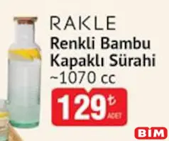 Rakle Renkli Bambu Kapaklı Sürahi 1070 cc Rakle Renkli Bambu Kapaklı Sürahi 1070 cc