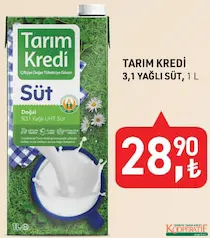 Tarım Kredi % 3,1 Yağlı Süt 1 L Tarım Kredi % 3,1 Yağlı Süt 1 L