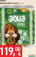 Aqua Bambu 3 Katlı Kağıt Havlu 12'li Aqua Bambu 3 Katlı Kağıt Havlu 12'li