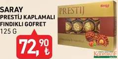 Saray Prestij Kaplamalı Fındıklı Gofret 125 g - Bayram Şekeri/Çikolatası Saray Prestij Kaplamalı Fındıklı Gofret 125 g - Bayram Şekeri/Çikolatası
