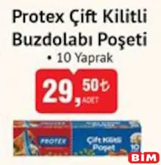 Protex Çift Kilitli Buzdolabı Poşeti 10 Yaprak Protex Çift Kilitli Buzdolabı Poşeti 10 Yaprak