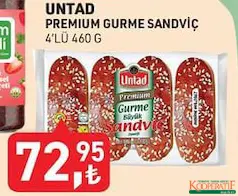 Untad Premium Gurme Sandviç 4'lü 460 g - Koop Market'te sadece 72,95 TL