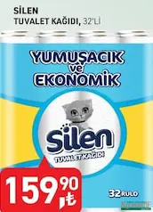 Silen Tuvalet Kağıdı 32'li - Koop Market kampanyası Silen Tuvalet Kağıdı 32'li - Koop Market'te sadece 159,90 TL