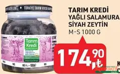 Tarım Kredi Yağlı Salamura Siyah Zeytin M-S 1000 g - Koop Market kampanyası Tarım Kredi Yağlı Salamura Siyah Zeytin M-S 1000 g - Koop Market'te sadece 174,90 TL