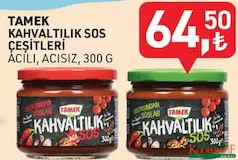 Tamek Kahvaltılık Sos Çeşitleri 300 g - Koop Market kampanyası Tamek Kahvaltılık Sos Çeşitleri 300 g - Koop Market'te sadece 64,50 TL