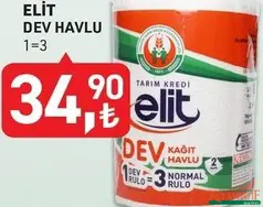 Elit Dev Havlu 1=3 - Koop Market kampanyası Elit Dev Havlu 1=3 - Koop Market'te sadece 34,90 TL