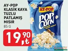 Ay-Pop Klasik Kaya Tuzlu Patlamış Mısır 85 g - Koop Market kampanyası Ay-Pop Klasik Kaya Tuzlu Patlamış Mısır 85 g - Koop Market'te sadece 19,90 TL