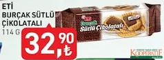 Eti Burçak Sütlü Çikolatalı Bisküvi 114 g - Koop Market kampanyası Eti Burçak Sütlü Çikolatalı Bisküvi 114 g - Koop Market'te sadece 32,90 TL