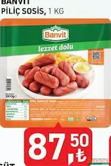 Banvit Piliç Sosis 1 kg - Koop Market kampanyası Banvit Piliç Sosis 1 kg - Koop Market'te sadece 87,50 TL